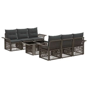 vidaXL Ensemble de canap&eacute; de jardin 7 pc Gris et Gris fonc&eacute; polyrotin