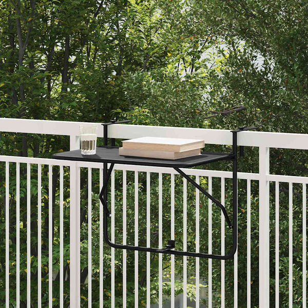 vidaXL Table Suspendue de Balcon Noir 60 x 39 x 65 cm Acier