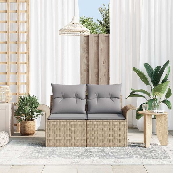 vidaXL Canapé de jardin avec coussin Beige 141 x 62 x 69 cm polyrotin