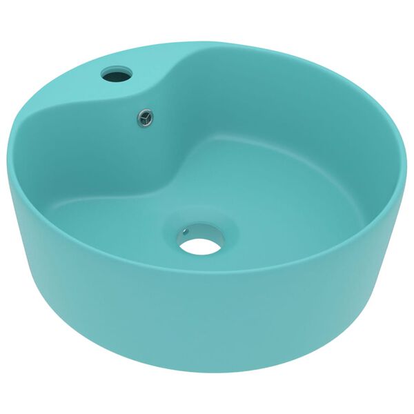 vidaXL Lavabo de luxe avec trop-plein Vert clair mat 36x13cm C&eacute;ramique