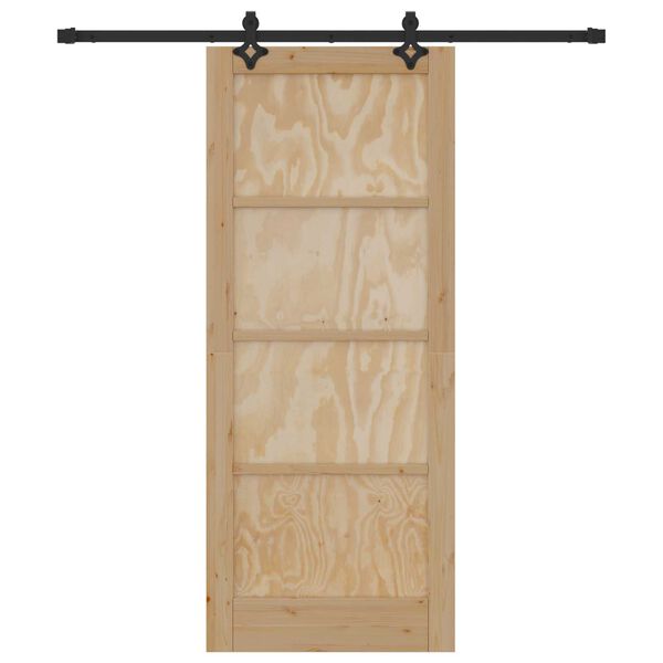 vidaXL Porte coulissante Naturel et Noir 83 x 202 cm Pin massif