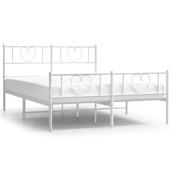vidaXL Cadre de lit m&eacute;tal sans matelas et pied de lit blanc 140x190 cm