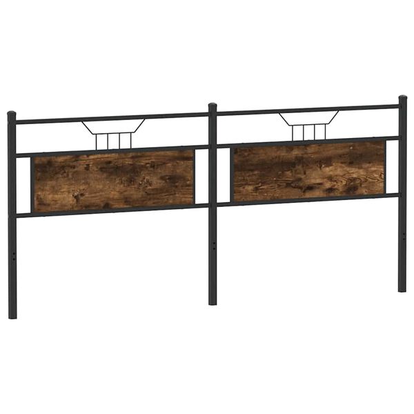 vidaXL T&ecirc;te de lit de remplacement ch&ecirc;ne fum&eacute; 193 cm bois d'ing&eacute;nierie et acier