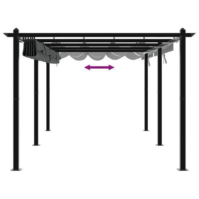 vidaXL Tonnelle avec toit rétractable anthracite 3x6 m aluminium