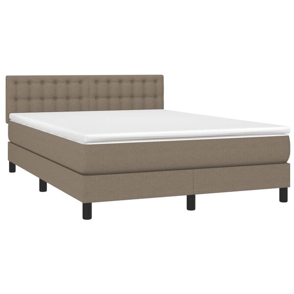 vidaXL Sommier &agrave; lattes de lit avec matelas LED Taupe 140x190 cm Tissu
