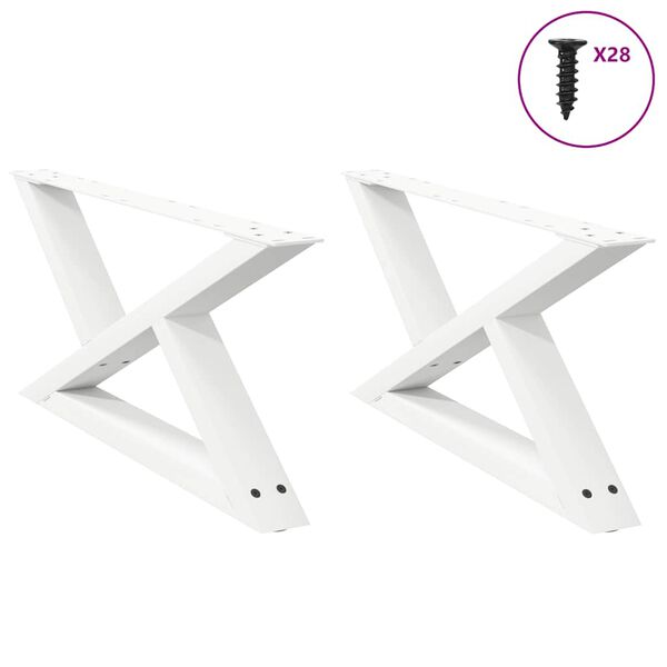 vidaXL Pieds de table basse 2 pi&egrave;ces Blanc 70 x (30-31,3) cm Acier
