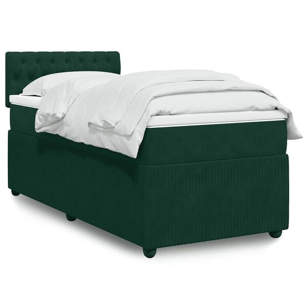 vidaXL Sommier &agrave; lattes de lit avec matelas Vert fonc&eacute; 90x200 cm