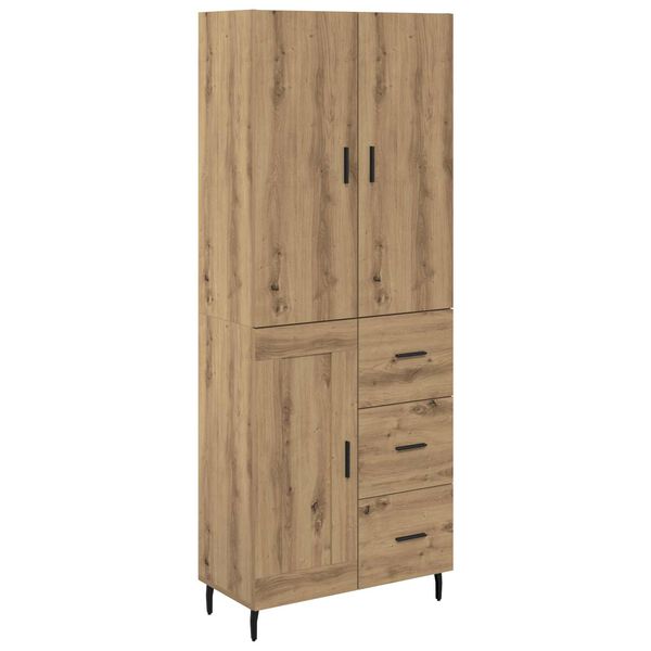 vidaXL Haut Armoire 2 pcs Ch&ecirc;ne artisanal Bois Agglom&eacute;r&eacute; et Verre