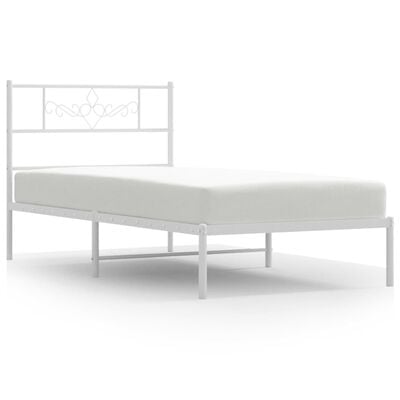 vidaXL Cadre de lit métal sans matelas et tête de lit blanc 107x203 cm