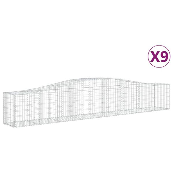 vidaXL Paniers &agrave; gabions arqu&eacute;s 9 pcs 400x50x60/80 cm Fer galvanis&eacute;