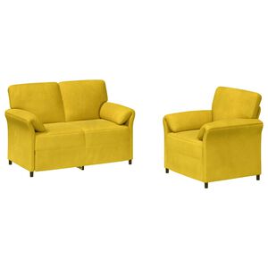vidaXL Ensemble de Canap&eacute;s 2 pc Jaune Velours