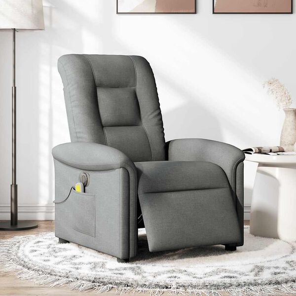 vidaXL Fauteuil inclinable de massage &eacute;lectrique gris fonc&eacute; tissu