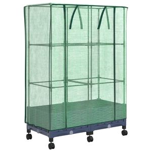 vidaXL Jardini&egrave;re de jardin avec couverture de serre et roues 2 pc PP