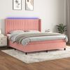 vidaXL Sommier &agrave; lattes de lit matelas et LED Rose 180x200 cm Velours