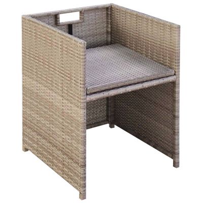 vidaXL Ensemble de bistro 3 pcs avec coussins résine tressée beige