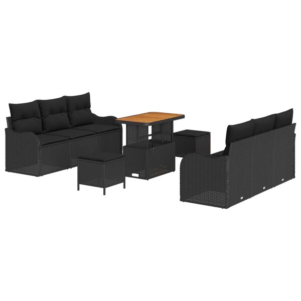 vidaXL Ensemble de canap&eacute; de jardin avec coussin 9 pcs Noir