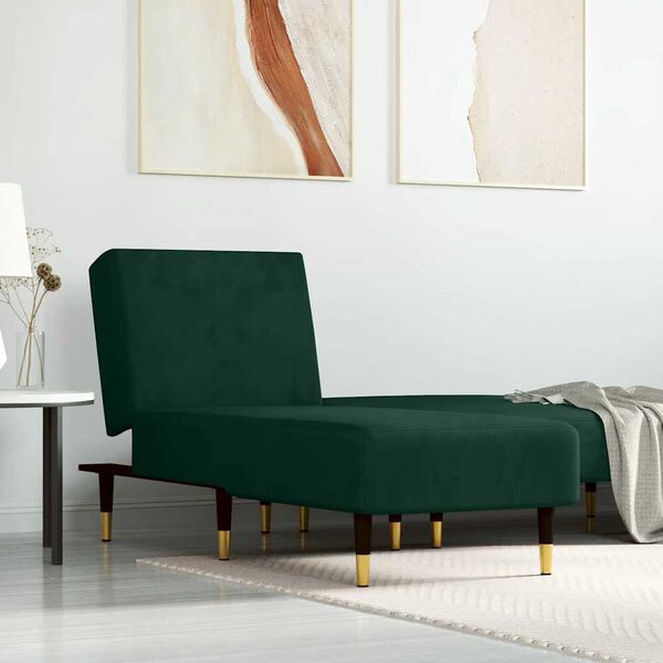 vidaXL Chaise longue vert fonc&eacute; velours
