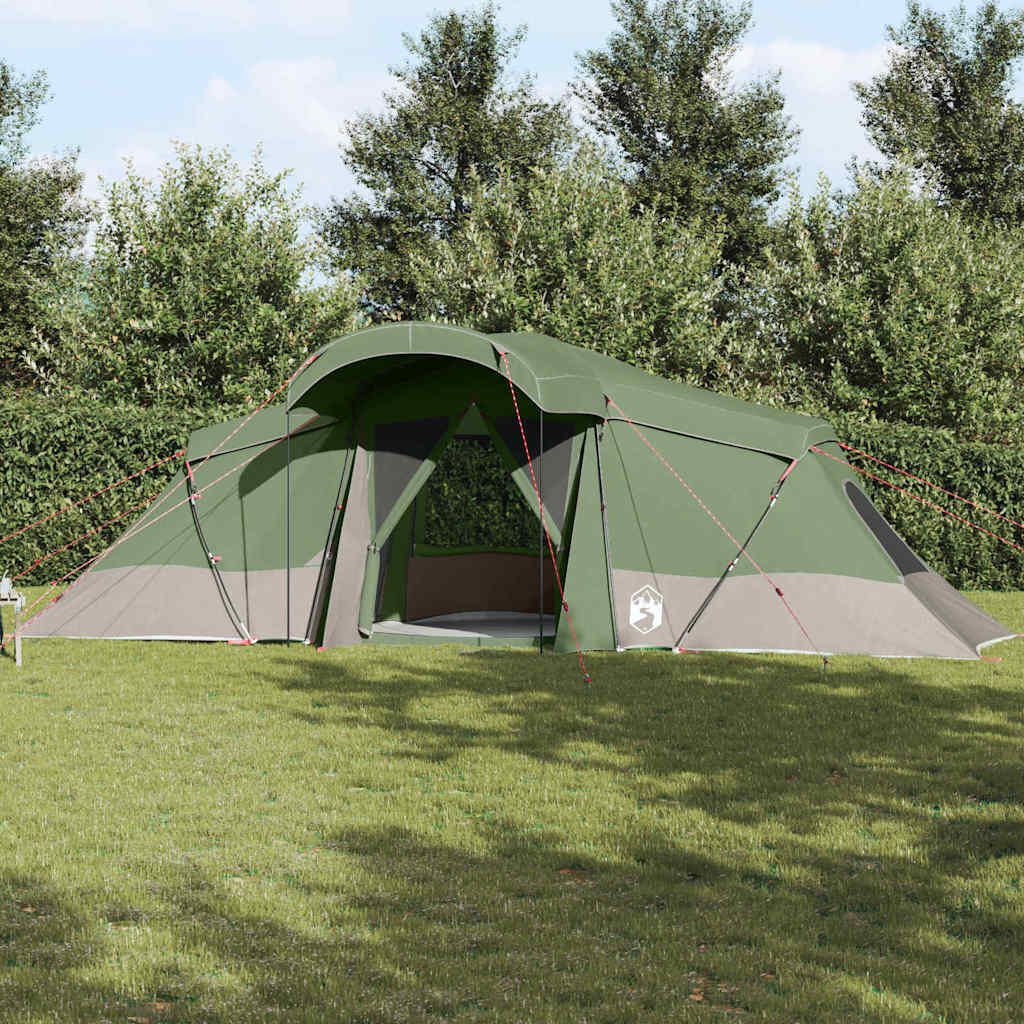 Tente Tunnel 8 Personnes - Imperméable Verte - 4 Chambres, 2 Portes - Idéale Camping Famille - 22kg - 2