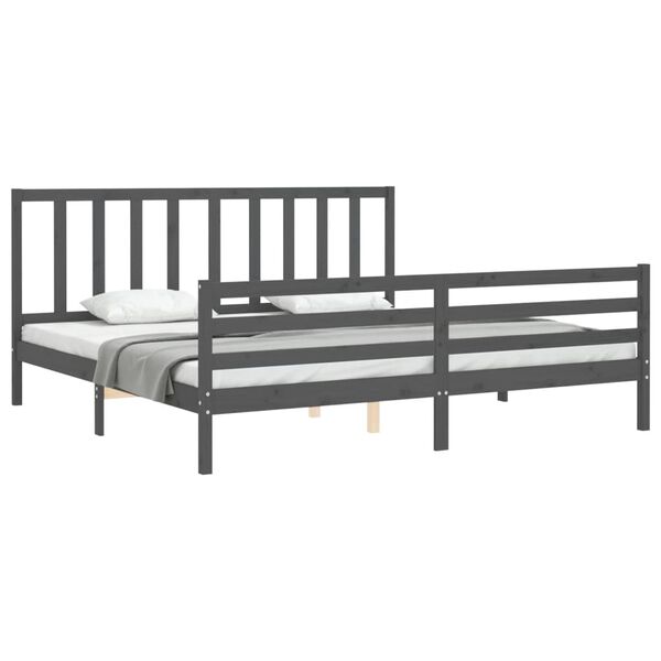 vidaXL Cadre de lit sans matelas gris 200x200 cm bois massif de pin