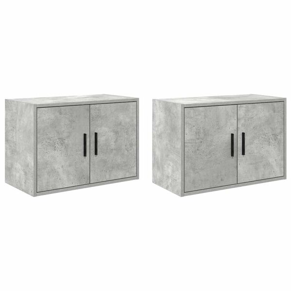 vidaXL Armoires murales de garage 2 pcs gris b&eacute;ton bois d'ing&eacute;nierie