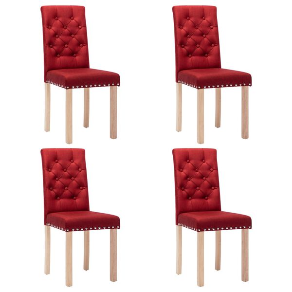 vidaXL Chaises &agrave; manger lot de 4 rouge bordeaux tissu