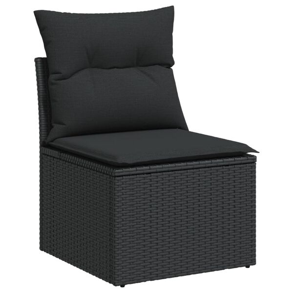 vidaXL Salon de jardin 12 pcs avec coussins noir r&eacute;sine tress&eacute;e