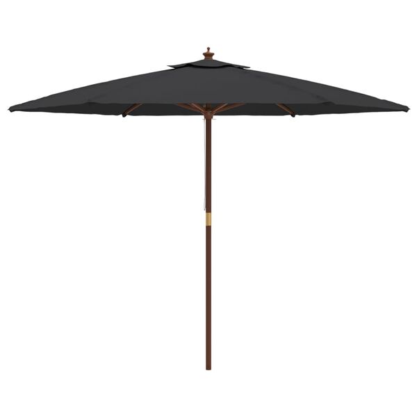 vidaXL Parasol de jardin avec m&acirc;t en bois noir 299x240 cm