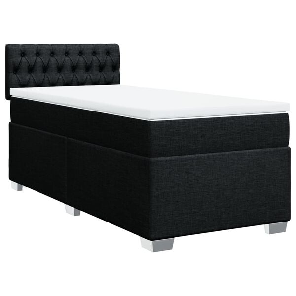 vidaXL Sommier &agrave; lattes de lit avec matelas Noir 90x200 cm Tissu