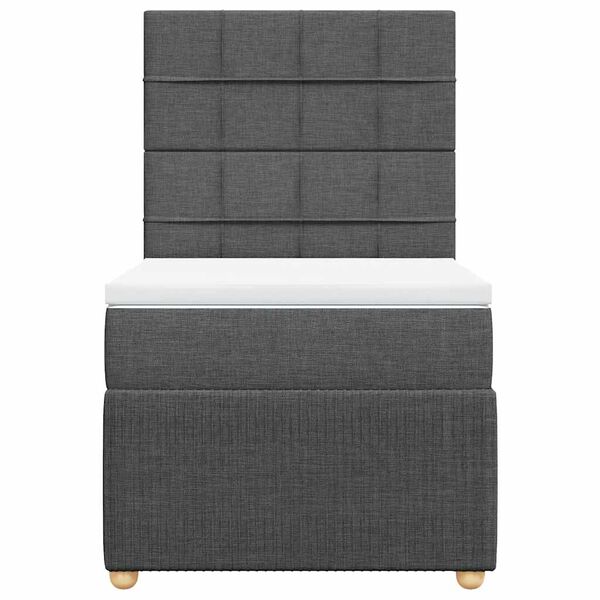 vidaXL Sommier &agrave; lattes de lit avec matelas Gris fonc&eacute; 100x200cm Tissu