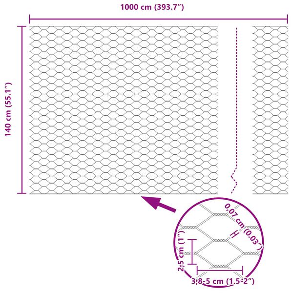 vidaXL Cl&ocirc;ture hexagonale Vert 1,4 x 10 m PVC
