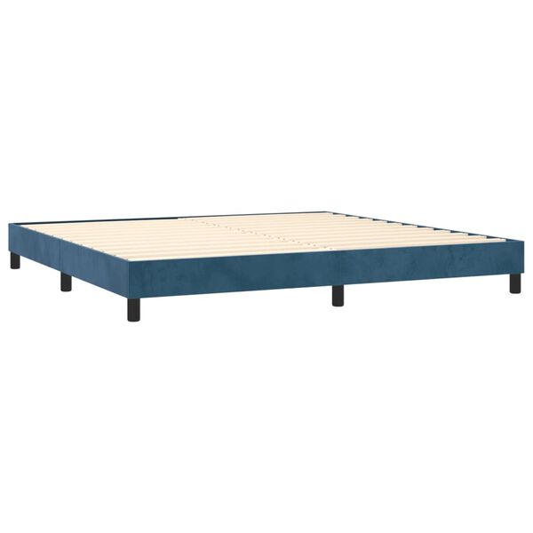 vidaXL Sommier &agrave; lattes de lit et matelas Bleu fonc&eacute; 200x200cm Velours