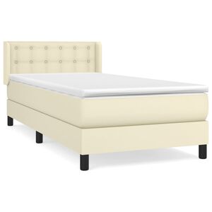 vidaXL Sommier &agrave; lattes de lit avec matelas Cr&egrave;me 80x200 cm Similicuir