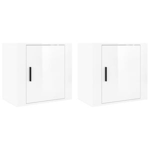 vidaXL Tables de chevet murales 2 pcs Blanc brillant 50x30x47 cm