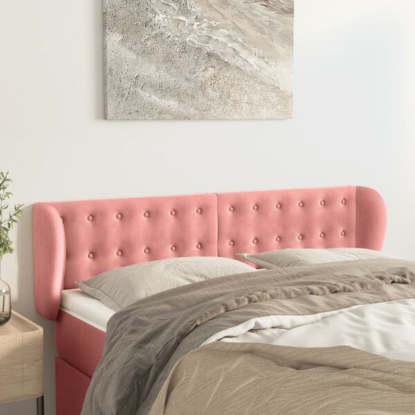 vidaXL T&ecirc;te de lit avec oreilles Rose 147x23x78/88 cm Velours