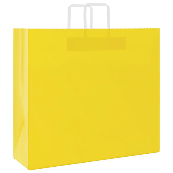 vidaXL Sacs en papier 250 pcs avec poign&eacute;es jaune 54x15x49 cm