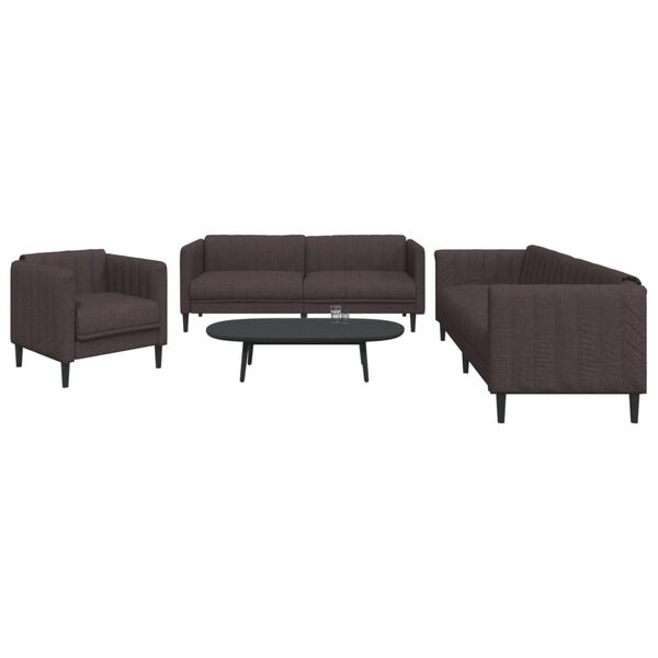 vidaXL Ensemble de canapés 3 pcs marron foncé tissu