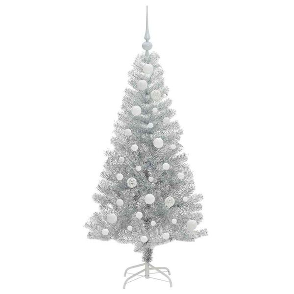 vidaXL Sapin de No&euml;l avec 150 LED avec support Argent 120 cm PET