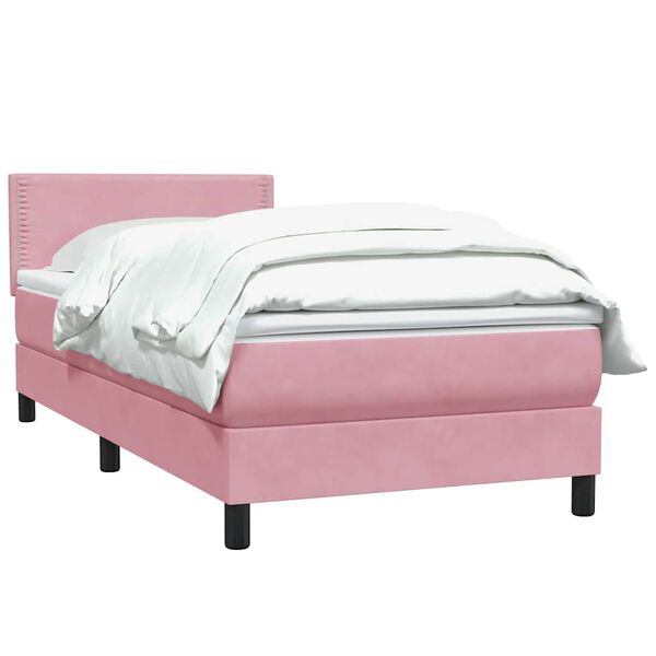 vidaXL Sommier &agrave; lattes de lit avec matelas rose 90x210 cm velours