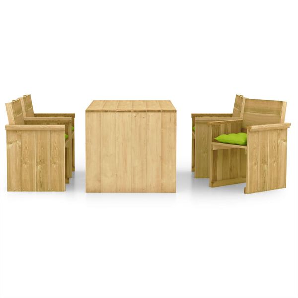 vidaXL Ensemble &agrave; manger de jardin 5 pcs avec coussins pin impr&eacute;gn&eacute;