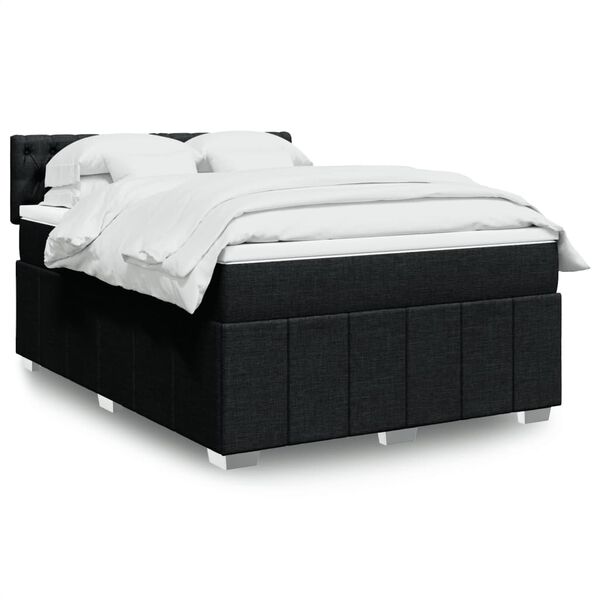 vidaXL Sommier &agrave; lattes de lit avec matelas Noir 140x200 cm Tissu