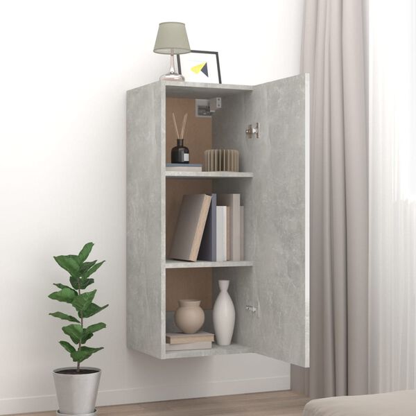 vidaXL Armoire murale Gris béton 34,5x34x90 cm Bois d'ingénierie