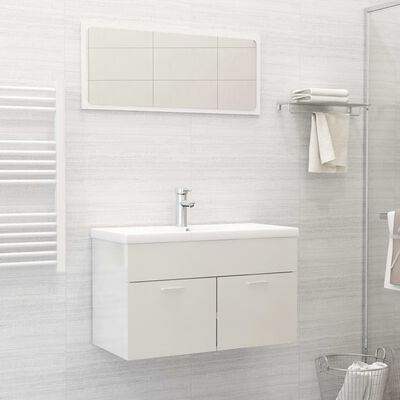 vidaXL Ensemble de meubles de salle de bain 2 pcs Blanc brillant