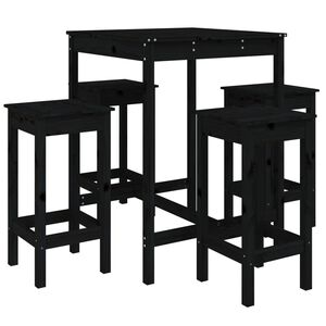 vidaXL Ensemble de bar de jardin 5 pcs noir bois de pin massif