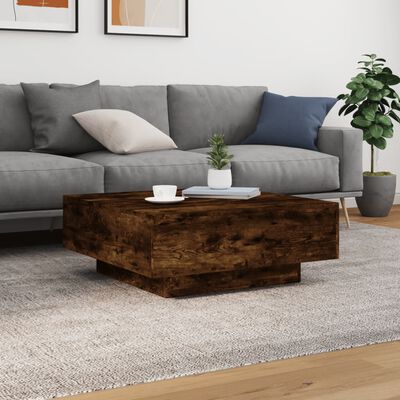 vidaXL Table basse avec lumières LED chêne fumé 80x80x31 cm