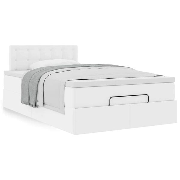 vidaXL Cadre de lit ottoman avec matelas blanc 120x190 cm similicuir