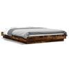vidaXL Cadre de lit et lumi&egrave;res LED sans matelas ch&ecirc;ne fum&eacute; 120x200 cm