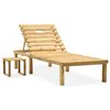 vidaXL Chaise longue de jardin avec table et coussin Pin impr&eacute;gn&eacute;