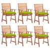 vidaXL Chaises &agrave; manger d'ext&eacute;rieur lot de 6 et coussins Acacia massif