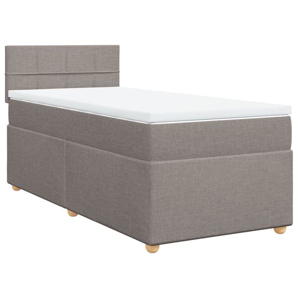 vidaXL Sommier &agrave; lattes de lit avec matelas Taupe 100x200 cm Tissu