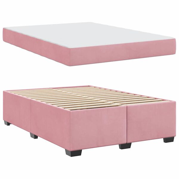 vidaXL Cadre de lit avec matelas Rose 140 x 200 cm tissu